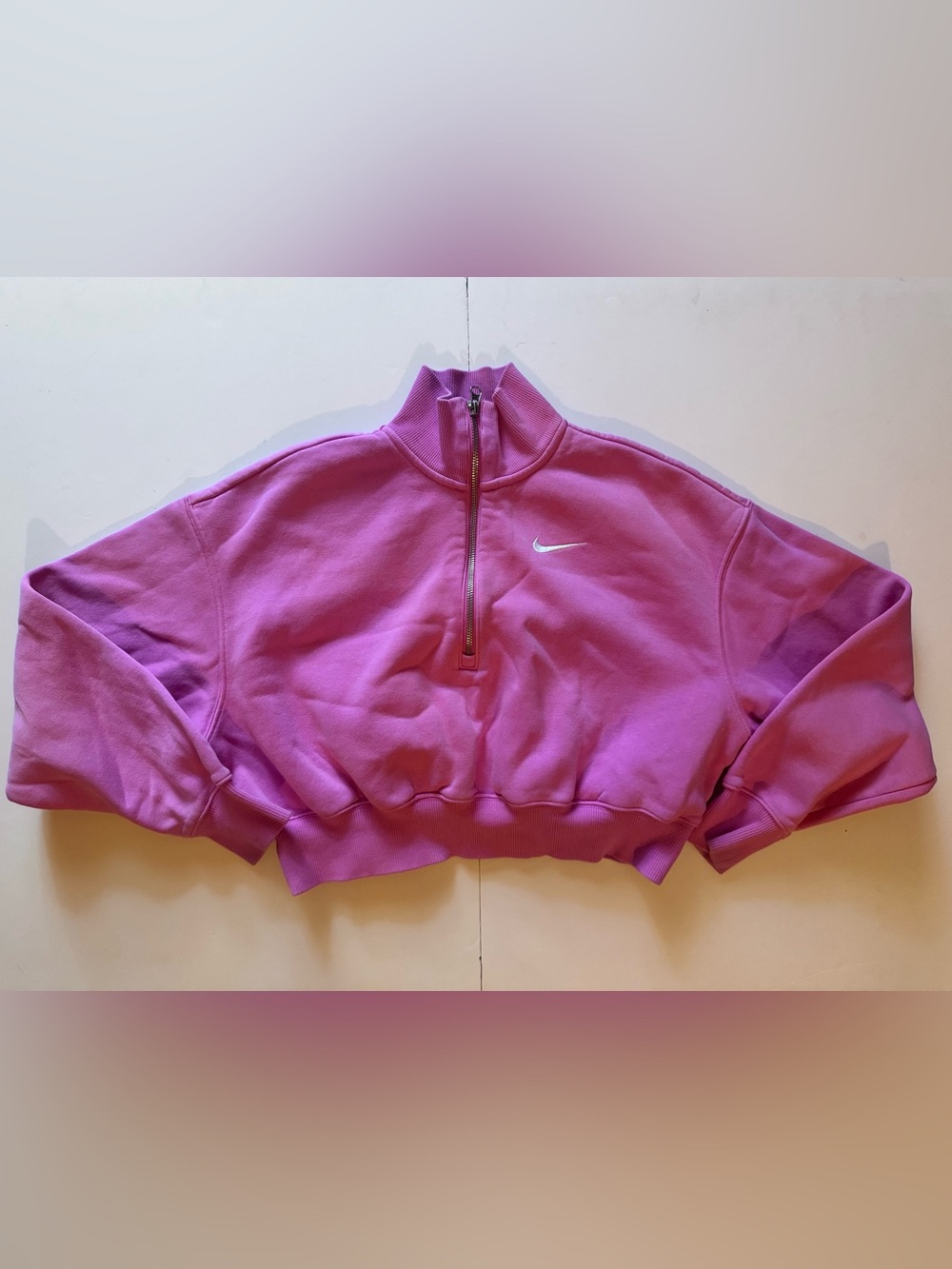 Nike Magenta Cropped Half-Zip Sweatshirt in Size XS in GUC